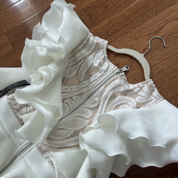 PrettyLittleThing White Ruffle Mini Dress - Picture 4 of 5